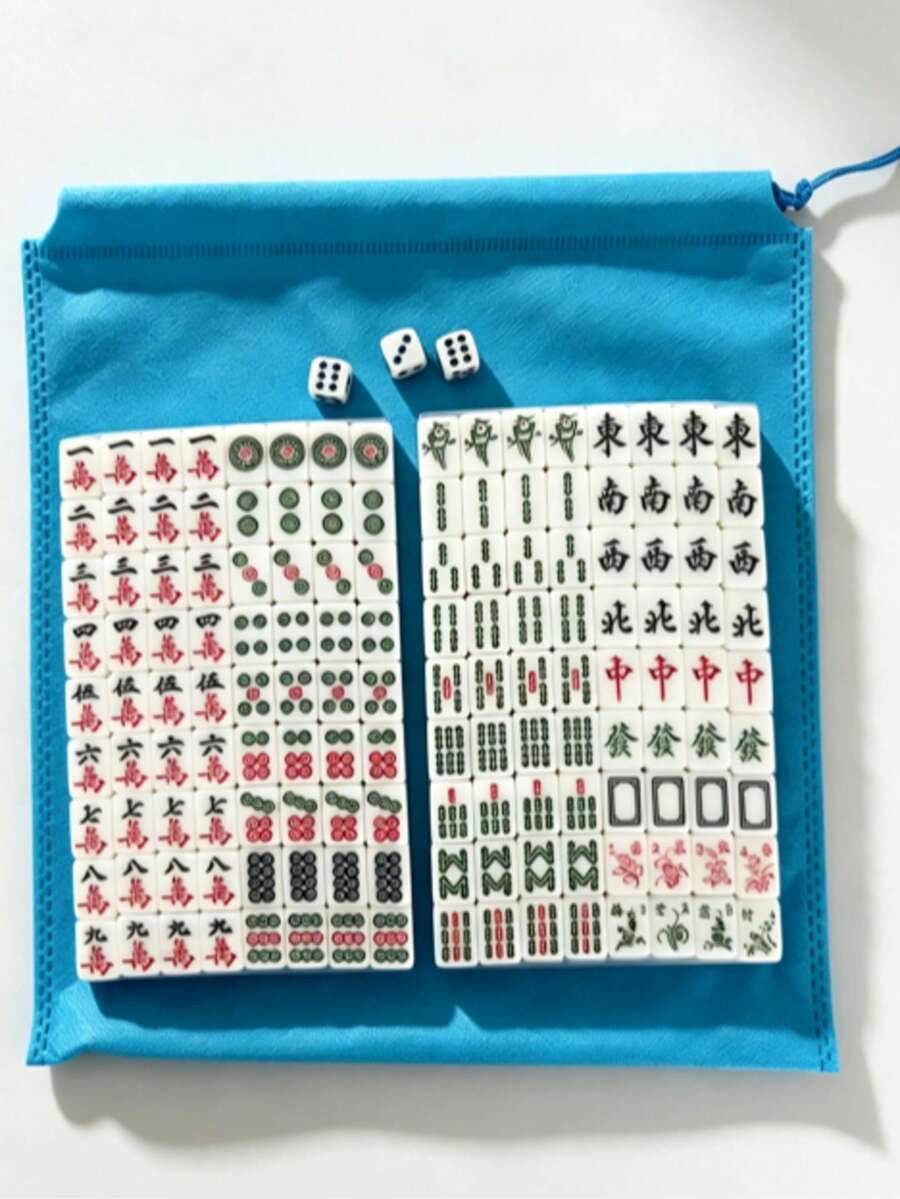 1套防水麻將,便攜迷你麻將,創意便攜戶外旅行麻將,盒裝麻將,手搓麻將(附預設收納袋) - 彩色 - 查看 1