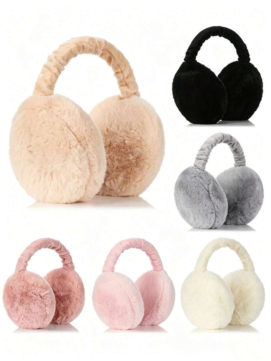 1PC Ultra Soft Plush Earmuffs - Suitable For Warmth, Foldable, Comfortable, Winter Outdoor Activity Cold Protection - Neutral Design - Foldable Hamburger Earmuffs Winter Plush Ear Warmers, Portable Cold-Proof Ear Covers