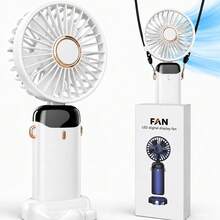 可攜式靜音 USB 充電式風扇，附數位顯示螢幕，可折疊桌面風扇，適合辦公室/宿舍，適合上班族/學生，夏季/畢業季理想選擇，美觀設計 - 彩色 - 查看 24