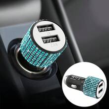 Sparkling Rhinestone Car Charger, Diamond 3-In-1 Retractable Charging Cable, USB Fast Charging Cable, Cute Women's Style, Suitable For IPhone, Dash Cam, GPS, Holiday/Birthday Gift - Multicolor - View 44
