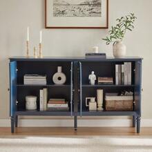 Antique-Style Buffet With Relief Carvings, Large Storage Space And Rounded Corners – Classic Storage Cabinet For Dining Room, Living Room And Entryway (Navy Blue) - 藏蓝色 - 查看 4