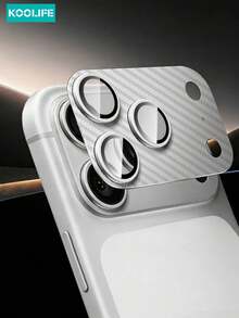 Koolife 1pc Full Coverage Camera Lens Protector, Carbon Fiber Material, High Definition Tempered Glass Lens, Durable, Easy Installation, Waterproof, Shockproof, Scratch-Resistant, Anti-Fingerprint, Compatible With IPhone 17/17 Pro/17 Pro Max - Silver - View 1