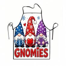 1pc Christmas Santa Claus, Christmas Bell, Christmas Snowflake, Christmas Reindeer, Christmas Tree, Christmas Snowman, Christmas Penguin, Christmas Cartoon Animal Pattern Chef Apron, Apron, Suitable For Home Decor And Kitchen Use. Made Of 100% Polyester Material, Designed As Sleeveless Style, Perfect For Home Kitchen, Outdoor BBQ Cooking. This Printed Apron Is Unisex, Machine Washable And Reusable, An Essential Kitchen Item - Multicolor - View 12
