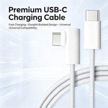1 buah Kabel Pengisian Daya Ponsel Tahan Lama 3,3 kaki/100 cm Kabel Data Pengisian Daya Jalinan Tekukan 90° Kabel Pengisian Cepat Transfer Data Efisien Kabel Pengisian Cepat Kompatibel Dengan Ponsel Seri 17/16 Pro Max/16 Pro/16 Plus/16/15 - Putih - View 1