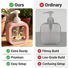Creative Bathroom Dispenser With Hand Pump - 5 Cute Cartoon Bees Playing Around Daisies, Warm Healing Design, Suitable For Bathroom, Kitchen, Sink - Fits Soap, Hand Wash, Body Wash And More - Creative Lotion Bottle - Multicolor - View 7