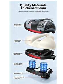 1pc Bicycle Wide Thick Comfortable Multi-Layer Shock-Absorbing Saddle, Mountain Bike Soft Seat Cushion - Multicolor - View 2