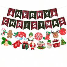 1 Set Christmas Banner Hanging Decoration Set, Red And Green Cartoon Decor, Suitable For Children's Room, Baby Room, Home And Christmas Party Decoration - Multicolor - View 5