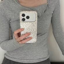 Fashionable Phone Case, Minimalist Design, White And Pink Leopard Print Pattern, Suitable For IPhone 11 12 13 14 15 16 17Pro Max XR X/XS - White - View 1