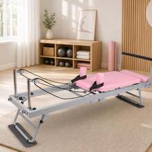 Collapsible Pilates Reformer Machine For Home Gym – Pink, Dual Resistance Springs & Cords, Portable Professional Pilates Equipment, Quiet Workout For All Levels - Pink - View 1