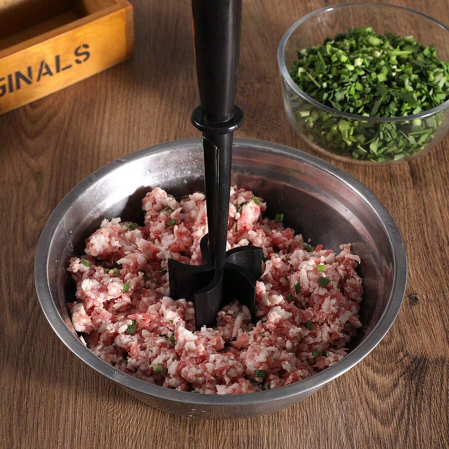 1件裝黑色耐熱尼龍肉碎器，多功能不沾手持式肉泥壓碎器與馬鈴薯壓碎器，家用廚房烹飪攪拌切碎工具，廚房必需品，廚房配件，廚房裝飾，家居用品，廚房小工具，廚房收納與整理，廚房用具