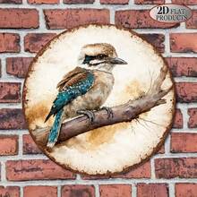 1 قطعة لافتة دائرية مسطحة 2D مقاس 8*8 بوصة/20x20 سم، لوحة عتيقة مع طائر الكوكابورا الضاحك، ديكور طائر أسترالي، مناسبة لديكور البار أو ديكور المقهى أو ديكور المنزل أو كهدية. (موضع الثقب عشوائي) - A - مشاهدة 5