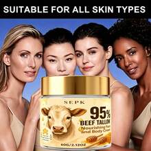 SEPK Creme de Sebo 95%, Creme Nutritivo para Rosto e Corpo, com Mel, Retinol, Ácido Hialurônico, Colágeno, Firma e Suaviza a Pele, Suaviza Linhas Finas, Hidrata a Pele e Torna as Rugas Menos Evidentes. Adequado para Todos os Tipos de Pele - Creme de sebo a 95% - Visão 7