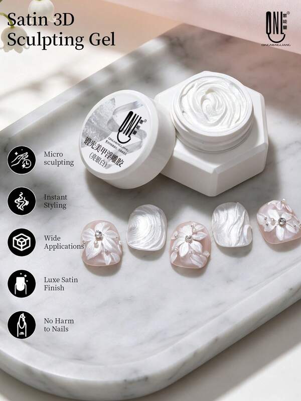 RS NAIL Gel Lukis Satin Mutiara untuk Seni Kuku, Gel Pembentuk 3D Tanpa Lap, Gel Timbul Multifungsi untuk Desain Bunga, Pola, atau French Nail Salon dan DIY di Rumah, Pengeringan dengan Sinar UV