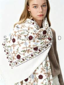 1pc Women's Embroidered Ginkgo Leaf Casual Fashion Versatile Autumn/Winter Daily Wear - White - View 4
