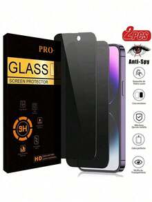 BOLLYMORE 2pcs Privacy Tempered Glass Screen Protector Compatible With IPhone 17/17 Pro/17 Pro Max/17 Air/16/16 Plus/16 Pro/16 Pro Max/15/14/13/12/11 Pro Max/X/XS/XR/Mini/7/8/14 Plus. Also Compatible With 14/15 Pro Max. 2026 Upgraded Tempered Glass, 9H+ High Hardness. Easter Spring Gift - Clear - View 9
