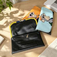 1PC Street Style Bored Ape Smoking Accessories Clutch Bag, 6 Colors PU Leather Flexible & Durable, Layered Storage Design With Zipper Compartments And Card Slots, Macaron Base Colors With Quirky Ape Pattern, Portable Pocket-Sized Universal - 1PC - View 5