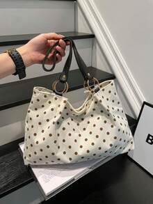 Tas Tote Kasual Motif Leopard Kapasitas Besar Model Baru untuk Sekolah dan Bimbingan Belajar - Putih - View 2