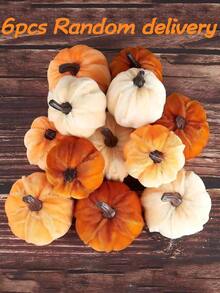 15/12/10/6/1pc Farmhouse Style Rustic Harvest Pumpkin Decor, Realistic Fabric Pumpkins, Suitable For Thanksgiving Party, Table Centerpiece And Fireplace Decoration, Halloween/Halloween Decor/Autumn Decor - Multicolor - View 13
