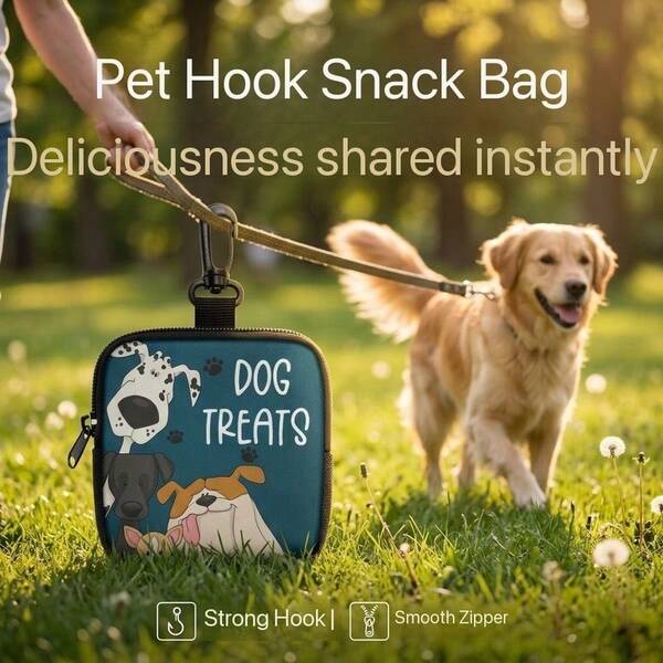 Dog Treat Bag, Pet Training, Hands-Free Walking Bag With Carabiner, Outdoor Training Feed Treat Reward Pouch, Pet Cartoon Print Portable Dog Training Bag Set With Hook And Zipper