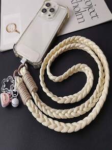 1 Peça Cordão de Telefone Transversal Trançado de Cor Rosa Sakura Sólido, Estilo Menina Doce, Feito à Mão com Corda com Nó, Sino, Boneca de Desenho Animado e Pingente de Estrela, Acessório de Telefone Portátil Anti-Perda, Encanto de Bolsa e Chave para Passeios e Deslocamentos Diários de Meninas, Alça de Pulso para Smartphone, Halloween - Multicolorido - Visão 8