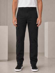 Calça Cargo Masculina Preto Estilo Casual Báscio Chic Moda Gringa Usual Streat Moderna - Preto - Visão 3