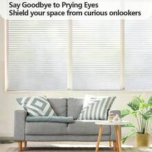 Blinds, Striped Window Pattern Privacy Glass Film, Static Adhesion Glass Film, Glue-Free UV Protection Window Sticker Suitable For Bathroom, Bedroom, Living Room And More - 1PC - View 4
