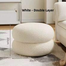 1pc Round Donut Shaped Soft Padded Teddy Fleece Vanity Stool, Minimalist Shoe Bench For Bedroom And Living Room, Home Decor - Round Stool - View 5