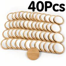 1pc/10pcs/40pcs/80pcs Portable Travel Wooden Round Mirror, Compact Handheld Makeup Mirror - Brown - View 11
