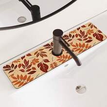 1pc Autumn Maple Leaf Design, Non-Slip Quick-Dry Rubber Absorbent Mat, Suitable For Sink And Faucet, Perfect Gift For Autumn And Winter - Multicolor - View 2