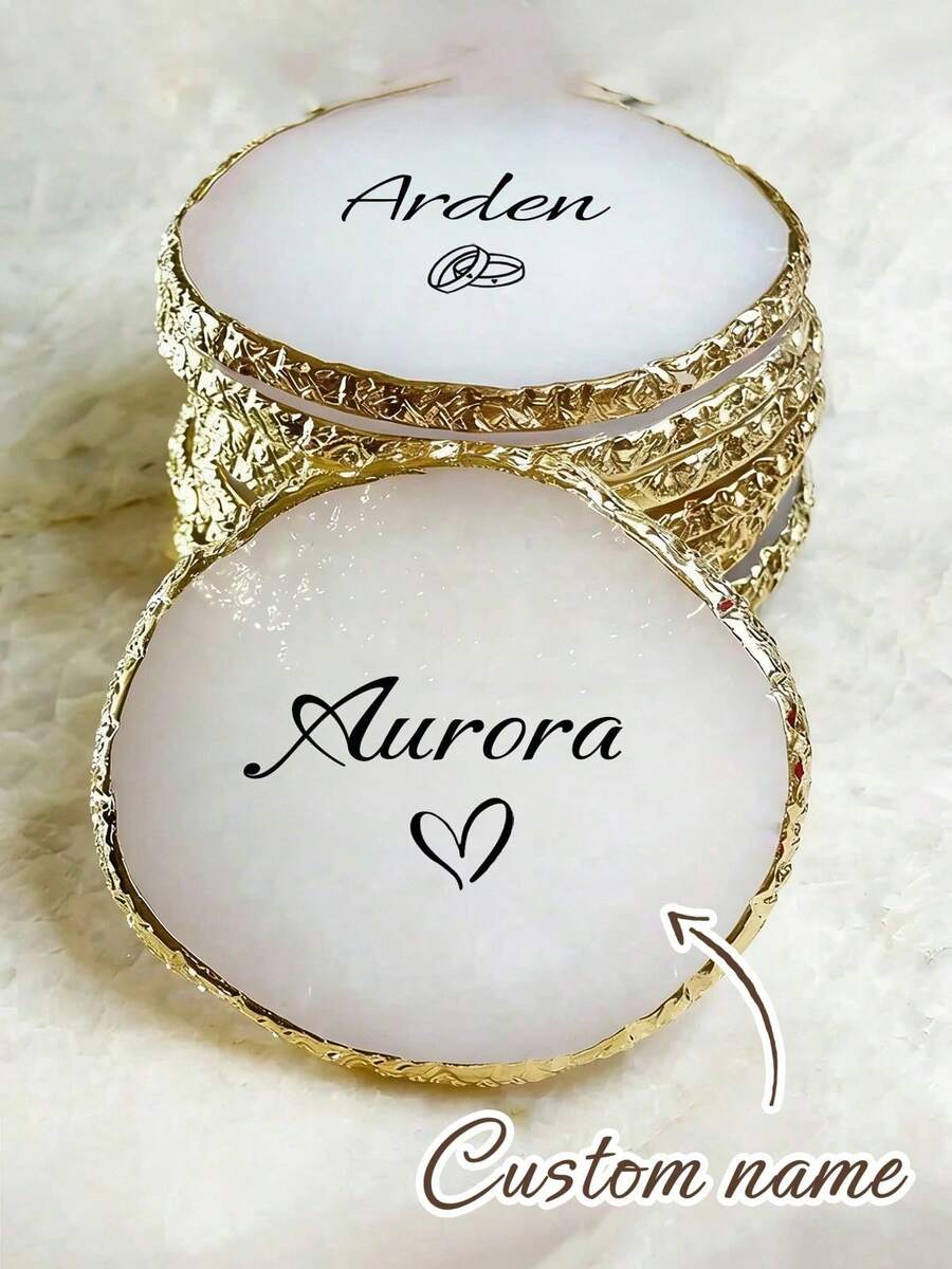 Personalized Resin Coasters, Personalized Name Coasters, Custom Round Nail Polish Palette, Personalized Custom Drinks, Custom Engraved Marble And Wooden Coasters, Wedding Choice, Business Cards, Jewelry, Colorful Plates, Bridesmaids - Multicolor - View 1
