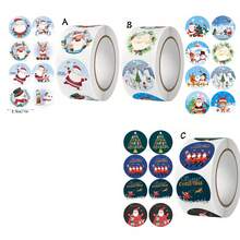 9pcs/1Roll Christmas Kraft Gift Bags With Stickers Set, Santa Claus Printed Paper Tote Bags, Xmas Candy Cookie Treat Bags For Holiday Gift Packaging - Multicolor - View 7