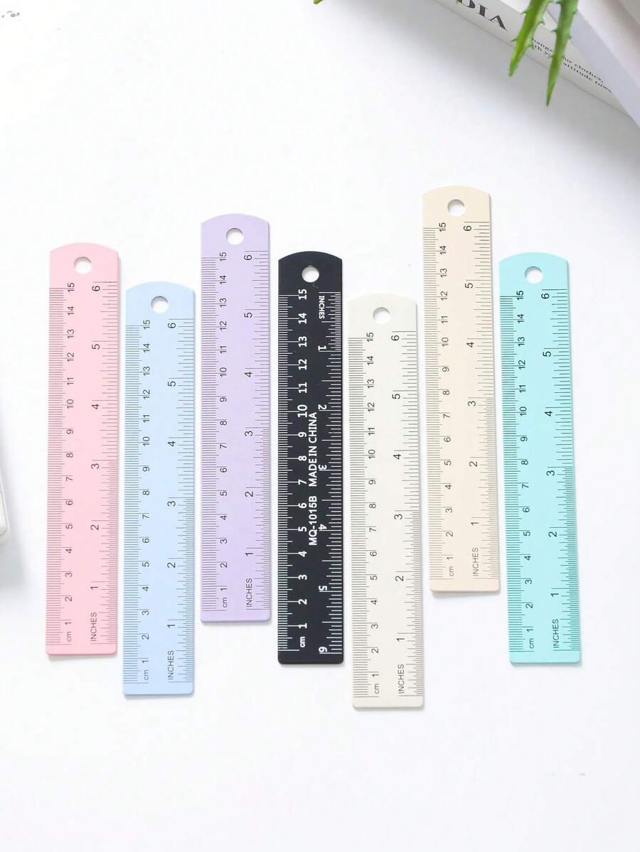 1 cái thước thẳng kim loại hợp kim nhôm Macaron, dụng cụ đo và vẽ, phù hợp cho bài tập toán của học sinh, vẽ, trang trí sổ kế hoạch và sắp xếp tài liệu văn phòng - Cái thước kẻ - Xem 1