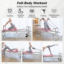 Collapsible Pilates Reformer Machine For Home Gym – Studio-Grade, Dual Resistance (Springs & Cords), Heavy Duty, Quiet & Portable, Ideal For Beginners & Advanced Users - Pink - View 5