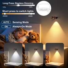 1/2pcs LED Wall Mounted Art Light, Battery Powered Wall Picture Light, Smart Magnetic Wireless Wall Lamp, Home Decor Wall Spotlight, Touch Dimmable, 3 Lighting Modes, Suitable For Framed Artwork And Portrait Lighting Display - Multicolor - View 10