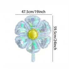 19 Inch Iridescent Daisy Foil Balloon Set, Transparent Rainbow Design, Suitable For Birthday, Wedding, Baptism, Bridal Shower, Christmas, New Year, Vintage Spring Party Decoration - Multicolor - View 6