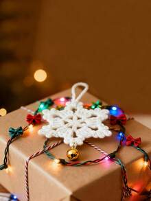 5pcs Handmade Crochet Snowflake Ornaments, Christmas Tree Decorations, Christmas Theme Hanging Decor, Holiday Home Decor, Car Hanging Accessories, Mini Christmas Decorations, Mini Pendants - Multicolor - View 8