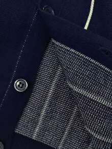 WAIT HIM Men's Casual Striped Crew Neck Cardigan - Blue - View 5
