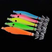 ANFS 1pc Glow Fishing Lure, Fluorescent Squid Fake Bait, Shrimp-Shaped Realistic Lure, Octopus Hook, Fishing Accessory - Multicolor - View 2