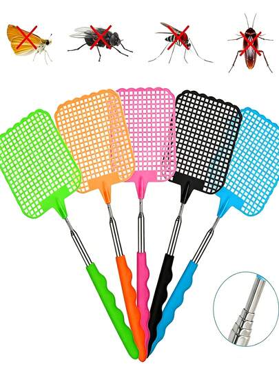 1/2/4pcs Extendable Rod Indoor Fly Swatter, Fruit Fly Catcher, Mosquito Catcher, Indoor Insect Killer, Summer Essential (Random Color) Gardening Supplies, Summer, Kitchen Accessories, Gardening, Kitchen, Must Have