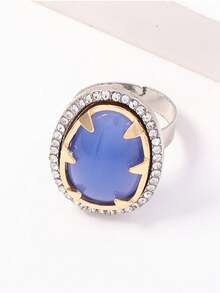 1pc Vintage Fashion Geometric Full Rhinestone Adjustable Ring Casual Exquisite Elegant Daily Commute Women's - Fashion Geometric Ring - View 2