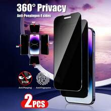 ZYONS 2pcs/Pack 360° Privacy Screen Protector - 4-Way Privacy Protection, Ultra-Strong Tempered Glass, 5x Strength Increase, Invisible Protection, Anti-Fingerprint, Easy Installation, Scratch-Resistant, Bubble-Free, Compatible With Phone Cases, 36° Anti-Peeping, Anti-Fingerprint, Anti-Drop, Suitable For Phone 18 Pro Max/18 Fold/17 Pro Max/Air/17/16/15/14/13/12/11/X Series - 2pcs - View 36
