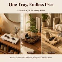 1pc Marble Pattern Rectangular Tray With Feet, Modern Bathroom Toiletries & Perfume Storage Tray, Coffee Table Decorative Tray, Vanity Organizer - White - View 9