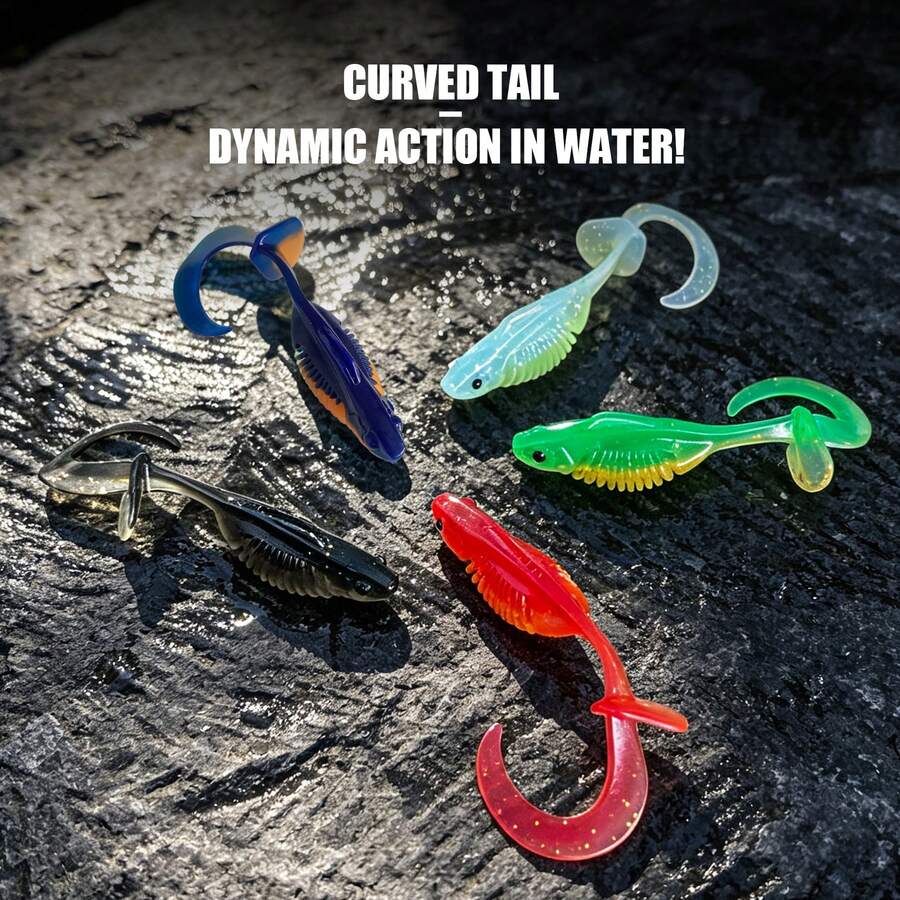 Fishing Soft Baits, 3 Sizes/Multi-Color Options, 10pcs Set Lure Fishing Baits, Realistic Shape And Swimming Action, Slow Sinking, Suitable For Boat Fishing And Shore Fishing - Multicolor - View 1