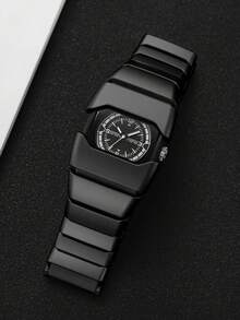 Women's Gift Watch With Asymmetrical Digital Dial, Personalized Creative Fashion Casual Quartz Watch, Gift For Friends (1pc/Set) Watch Box Not Included - Black - View 8