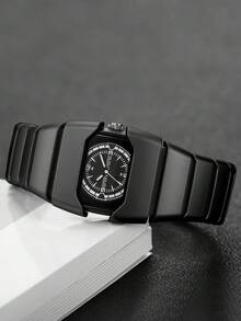Women's Gift Watch With Asymmetrical Digital Dial, Personalized Creative Fashion Casual Quartz Watch, Gift For Friends (1pc/Set) Watch Box Not Included - Black - View 7