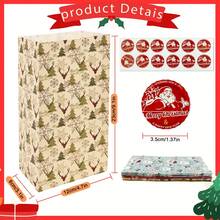 12pcs Christmas Snowflake & Reindeer Gift Bag Set With Stickers - New Holiday Product - Multicolor - View 11