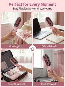 2-In-1 Built-In Water Spray Hair Comb, Refillable Fine Mist Anti-Static Hairbrush, Portable Travel Hair Comb, Suitable For Wet And Dry Hair, Ideal For Curly, Coarse Hair And Children - Style C - View 3