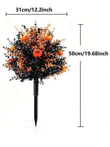 Halloween Pumpkin Eucalyptus Yard Stake Decor, Autumn Artificial Greenery Pumpkin Ground Stake Ornament, Spooky Outdoor Porch Lawn Garden Decoration, Halloween Trick Or Treat Party Harvest Home Front Yard Decor Gift - A - View 7