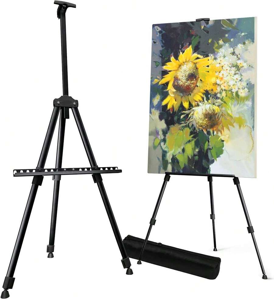 2026-NEW:de Artista,Soporte de Exhibición de Trípode de Metal,Ajustable en Altura de 50CM a 155CM con Bolsa de Transporte para Dibujo de Mesa,Adecuado para Pinturas, Exhibición, Carteles de Bodas (A) - A - Ver 1