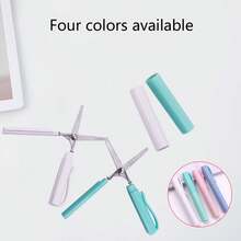 1pc New Pen-Shaped Scissors, Portable Folding Small Scissors With Cap, Office & School Paper Cutting Scissors, Home Sewing Thread Trimming Scissors, Random Color - Single Piece - View 2